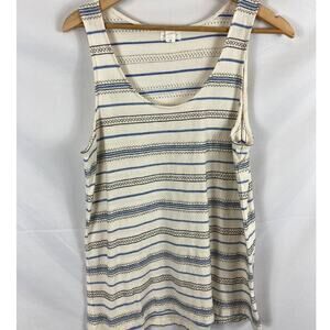 Caslon Embroidered Stripe V Neck Tank size Large